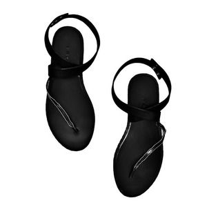 IRO Bead Embellished Studded Leather Sandals Black